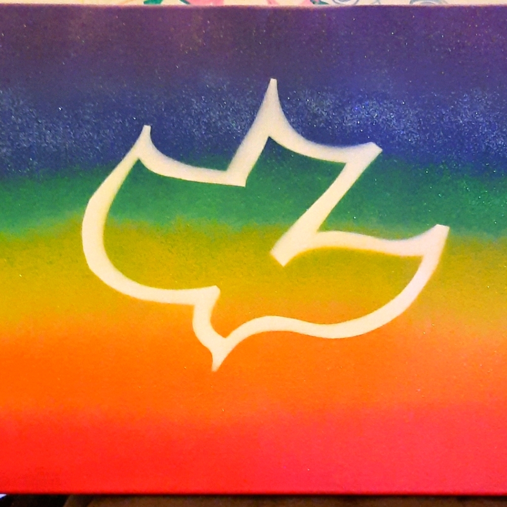 Christian Calvery rainbow dove glitter canvas